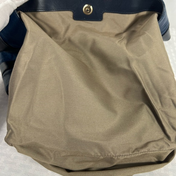 Bally Two-Tone Navy & Black Leather Structured Tote Bag w/ Strap - Picture 10 of 16